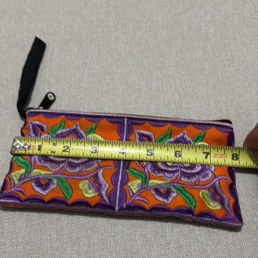Colorful Embroidered Zip Top Pouch-Like New - Picture 9 of 11